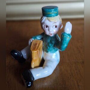 Vintage Porcelain Bellhop Bellboy Figurine 1950s Hotel Porter Japan - Rare